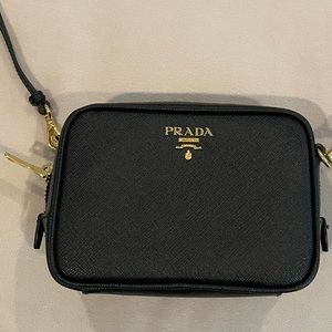Prada Saffiano Lux black Mini Camera Crossbody Bag